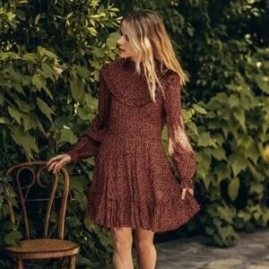 Dôen Minuit Long Sleeve Cherry Print Mini Dress Size XS